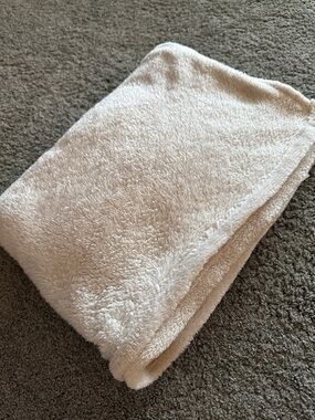 Soft Beige Plush Throw Blanket